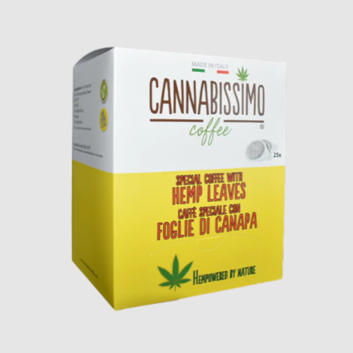 Modest Cannabissimo Coffee Pods with Hemp Leaves